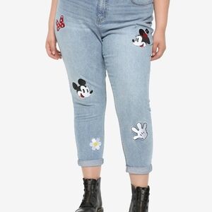 Her Universe Disney Minnie Mouse & Mickey Mouse Embroidered Mom Jeans Plus Size